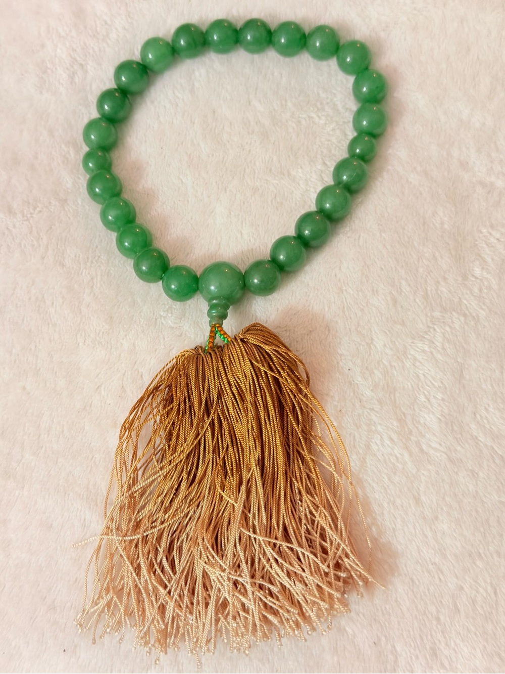Japanese juzu (or nenju) prayer bead rosary made with green aventurine